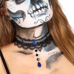 Choker Zwart, Zilver & Blauw