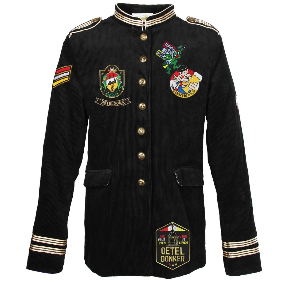 Oeteldonk Uniform Herenjas Ribfluweel Zwart Gepimpt 1 Oeteldonk Uniform Herenjas Ribfluweel Zwart Gepimpt