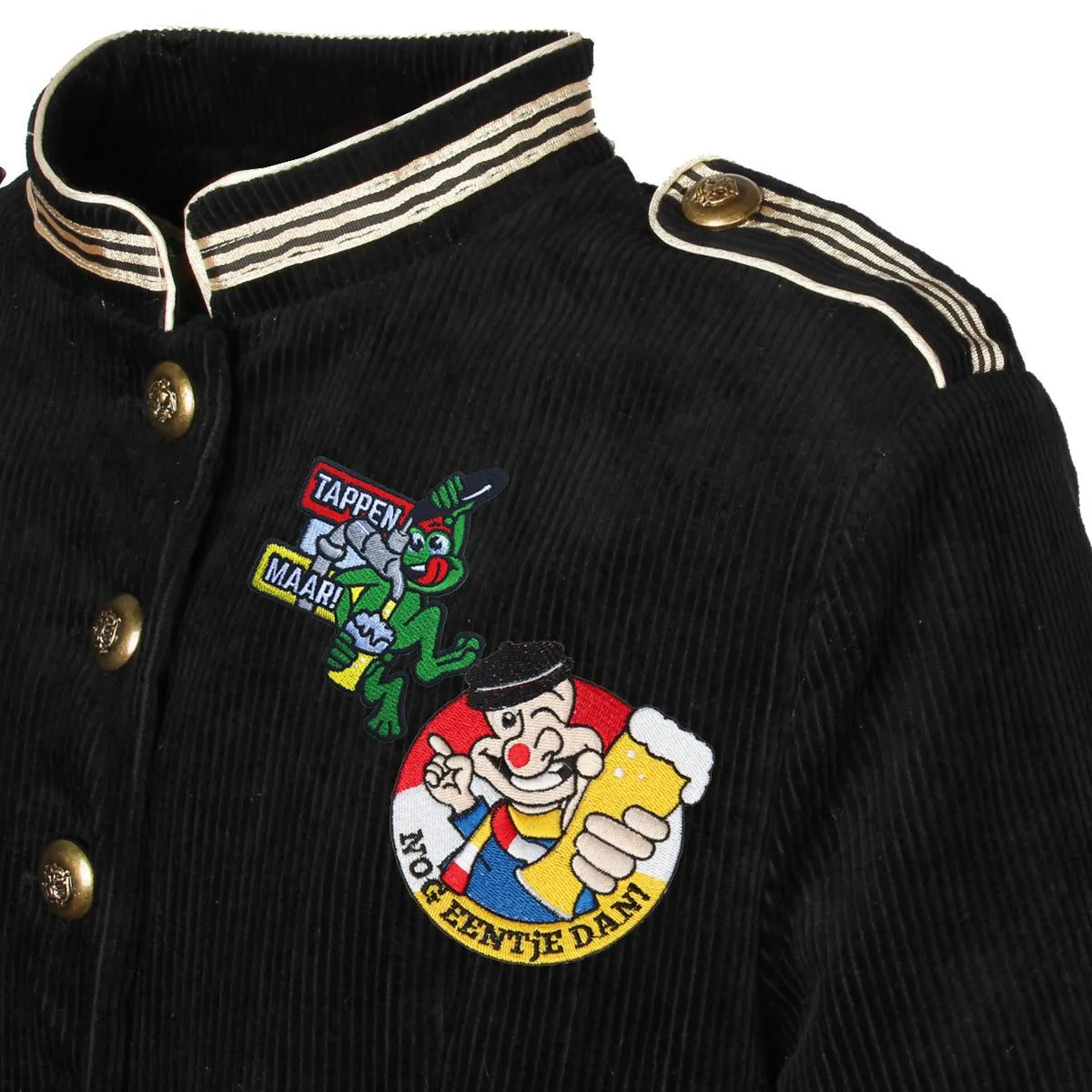 Oeteldonk Uniform Herenjas Ribfluweel Zwart Gepimpt 4 Oeteldonk Uniform Herenjas Ribfluweel Zwart Gepimpt - Afbeelding 4