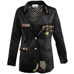 Oeteldonk Damesjas Zwart Fluweel Gepimpt