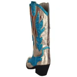 Luxe Cowboy Laarzen Goud/Turquoise Glitter -Griezel Kostuums Winkel pwhlaars turq 4gr